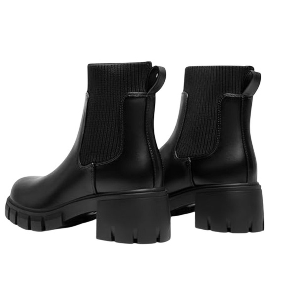 Athlefit Platform Chelsea Slip-On Ankle Boots Black Faux Leather 10 - Picture 2 of 10